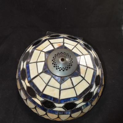 Cream & Blue Tiffany Style Stained Glass Lampshade 12â€x8â€