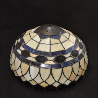 Cream & Blue Tiffany Style Stained Glass Lampshade 12â€x8â€