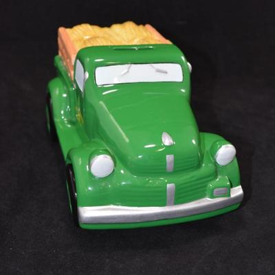 Ceramic John Deere Piggy Bank w/ Plug 9â€x5â€x4.75â€