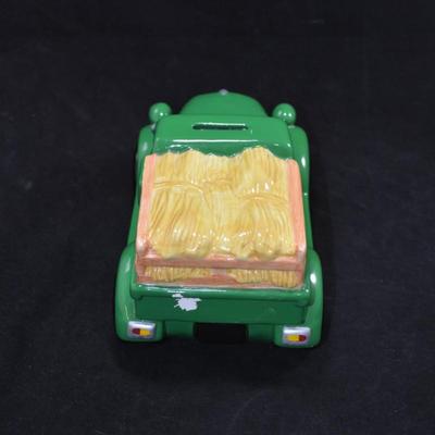 Ceramic John Deere Piggy Bank w/ Plug 9â€x5â€x4.75â€