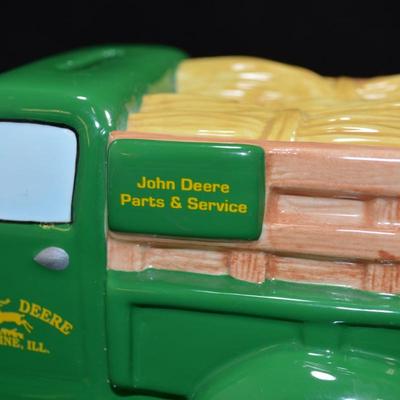 Ceramic John Deere Piggy Bank w/ Plug 9â€x5â€x4.75â€