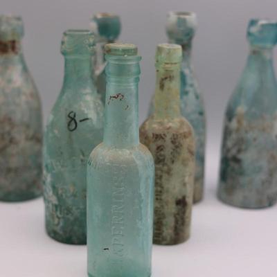Antique Aqua Glass Bottles