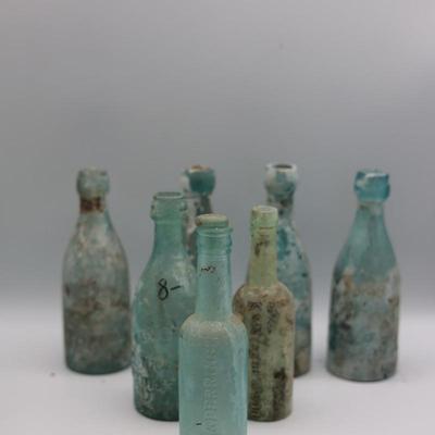 Antique Aqua Glass Bottles