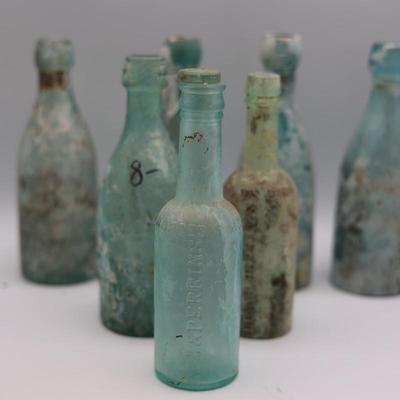 Antique Aqua Glass Bottles