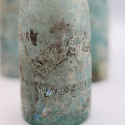 Antique Aqua Glass Bottles