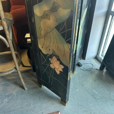 Asian lacquered screen with birds
