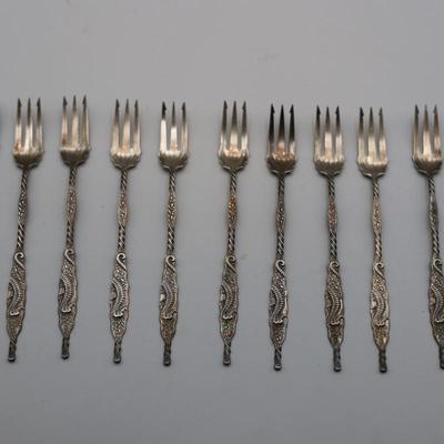 STERLING SILVER Whiting Seahorse Forks
