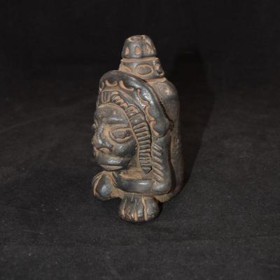 Vintage MAYA Black Pottery Flute 4.5â€