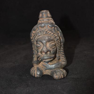 Vintage MAYA Black Pottery Flute 4.5â€
