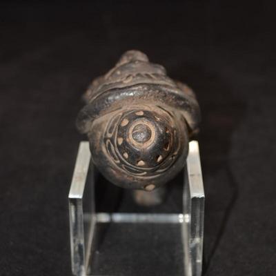 Vintage MAYA Black Pottery Flute 4.5â€