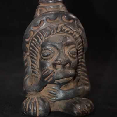 Vintage MAYA Black Pottery Flute 4.5â€