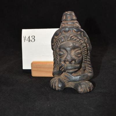 Vintage MAYA Black Pottery Flute 4.5â€