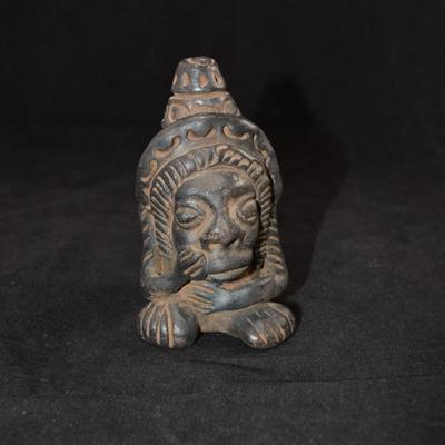 Vintage MAYA Black Pottery Flute 4.5â€