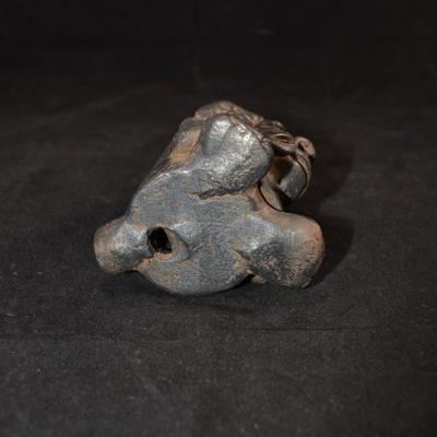 Vintage MAYA Black Pottery Flute 4.5â€