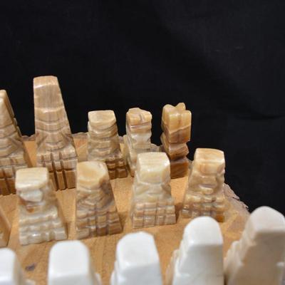 Vintage Agate Chess Set, No Board, Black Missing Pawn AS IS
