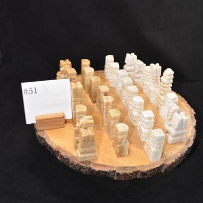 Vintage Agate Chess Set, No Board, Black Missing Pawn AS IS