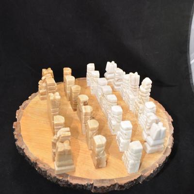 Vintage Agate Chess Set, No Board, Black Missing Pawn AS IS