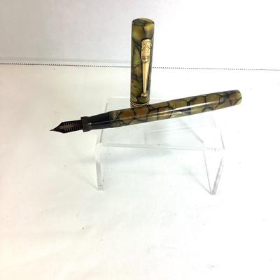 1122 Antique Mabie Todd Swan Eternal Fountain Pen "Crackle Ice" Design