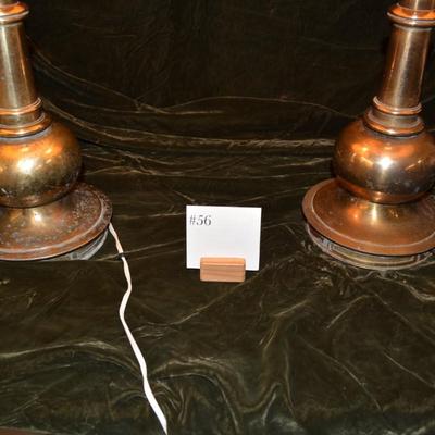 Matching Vintage Brass STIFFEL 3-Way End Table Lamps 30â€x16â€
