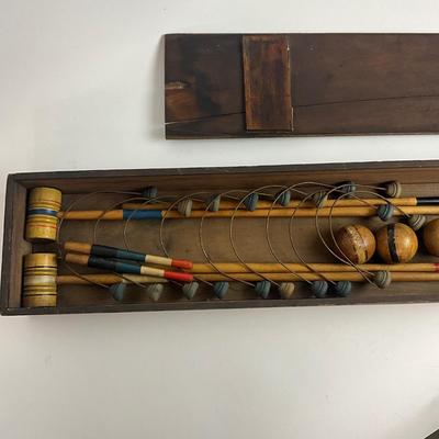 142 Early 20th Century Indoor Table Top Croquet Set