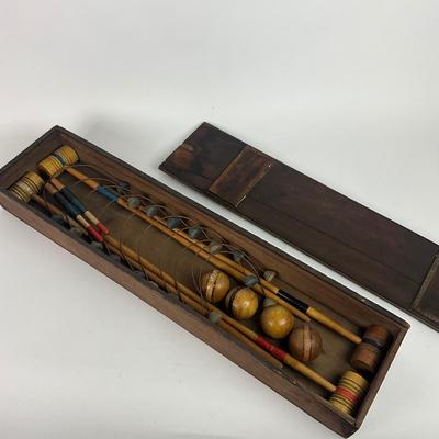 142 Early 20th Century Indoor Table Top Croquet Set