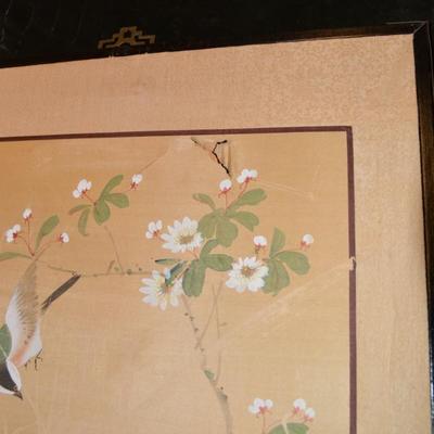 Vintage 4 Panel Hand Painted Asian Wall Hangings 36â€x18â€ Each