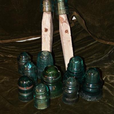 Lot of Antique/Vintage Blue Glass Insulators