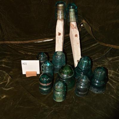 Lot of Antique/Vintage Blue Glass Insulators