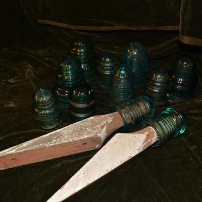 Lot of Antique/Vintage Blue Glass Insulators