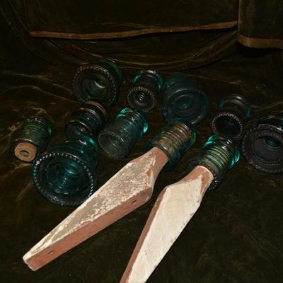 Lot of Antique/Vintage Blue Glass Insulators