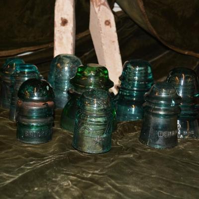 Lot of Antique/Vintage Blue Glass Insulators