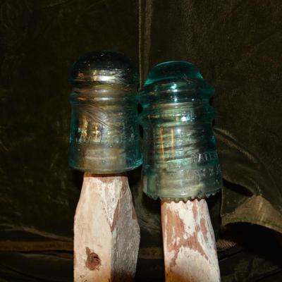 Lot of Antique/Vintage Blue Glass Insulators