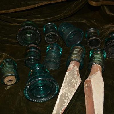 Lot of Antique/Vintage Blue Glass Insulators