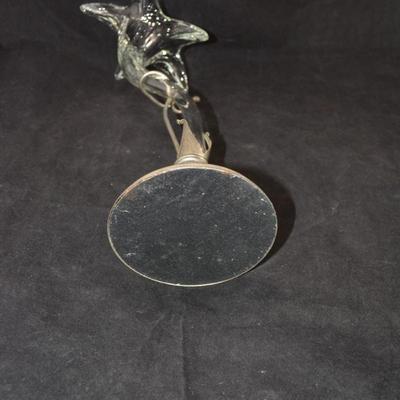 Vintage Hand Blown Lily Vase with Metal Base 15.5â€ Tall
