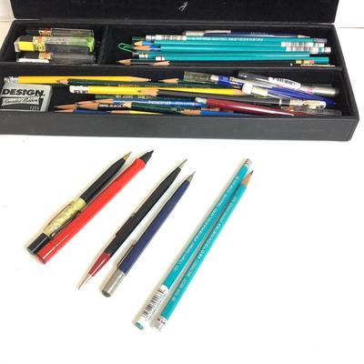 1144 Draft Lot with Pickett Slide Ruler and Case of Pencils