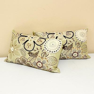 PIER 1 ~ Pair (2) Floral / Bird Decor Pillows