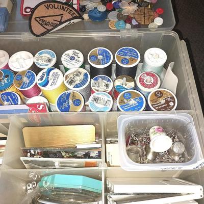 SEWING BOX FILLED WITH NOTIONS