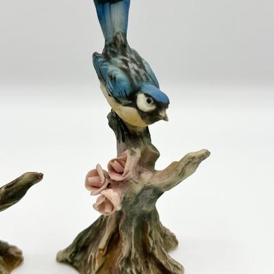 CAPODIMONTE ~ Pair (2) ~ 4â€ Creazioni Bindi Branch Bird Figurines
