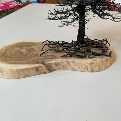 Wire Art â€“ Pine Tree with Bird Nest Sculpture