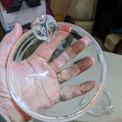 Steuben Crystal Art Glass Modernist Ashtray Tilted Thick Base Signed