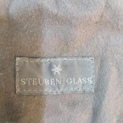 Steuben Crystal Art Glass Modernist Ashtray Tilted Thick Base Signed
