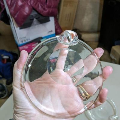 Steuben Crystal Art Glass Modernist Ashtray Tilted Thick Base Signed