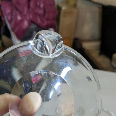 Steuben Crystal Art Glass Modernist Ashtray Tilted Thick Base Signed