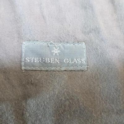 Steuben Crystal Art Glass Modernist Ashtray Tilted Thick Base Signed #2