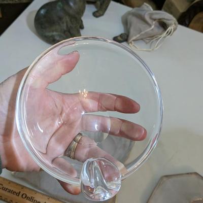 Steuben Crystal Art Glass Modernist Ashtray Tilted Thick Base Signed #2