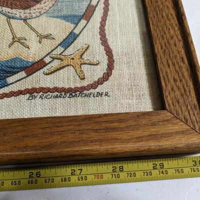 Charming Framed Linen Map of Long Island