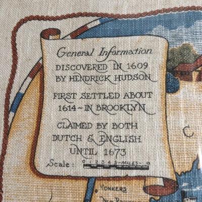 Charming Framed Linen Map of Long Island