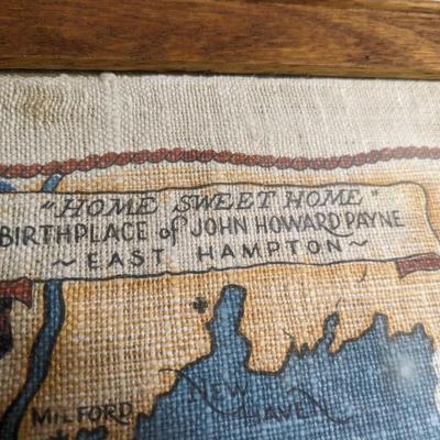 Charming Framed Linen Map of Long Island
