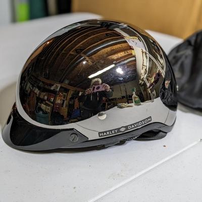 Vintage Harley Davidson Motorcycle Helmet Black Chrome Size M