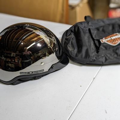 Vintage Harley Davidson Motorcycle Helmet Black Chrome Size M